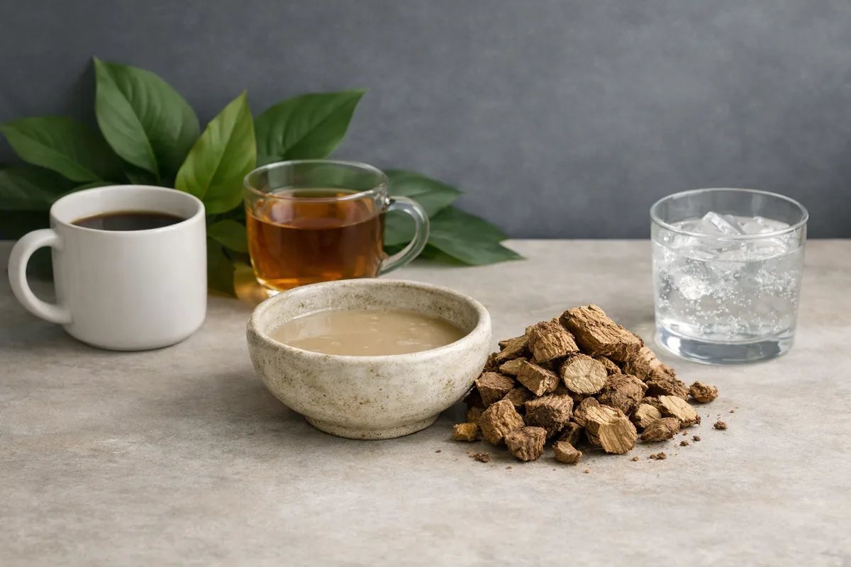 Kava shell compared with coffee, tea, and zero-proof drinks
